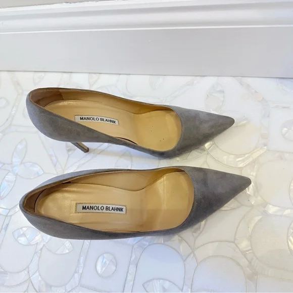 MANOLO BLAHNIK BB 38.5 GRAY SUEDE - Picture 9 of 10